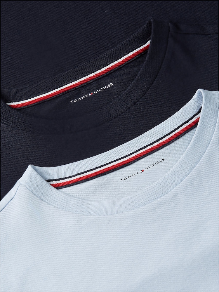 Tommy Hilfiger Blue Signature Jersey Long Sleeve Lounge T-Shirts 2-Pack - Image 7 of 7