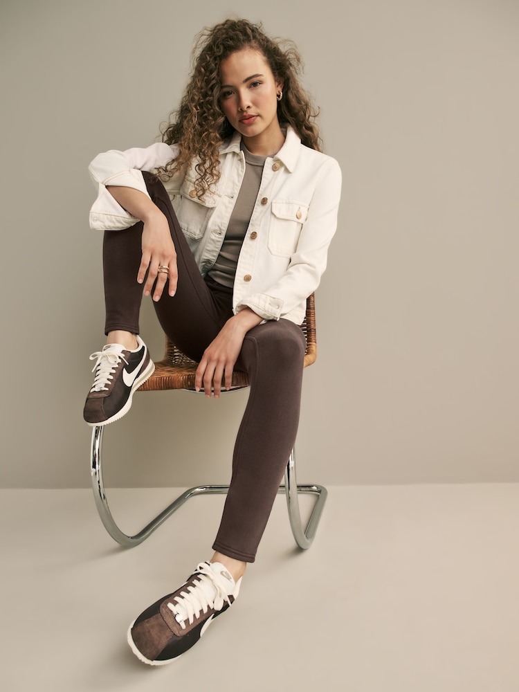 Marron chocolat - Jersey brossé Denim Leggings - Image 1 of 6