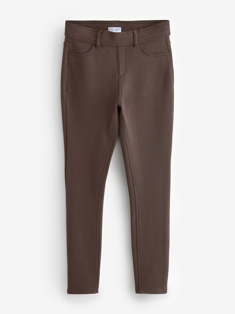 Marron chocolat - Jersey brossé Denim Leggings - Image 5 of 6