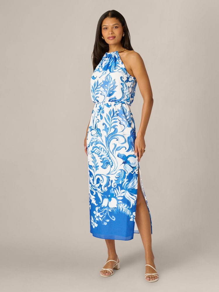 Adrianna Papell White Printed Blouson Dress - Image 1 of 6