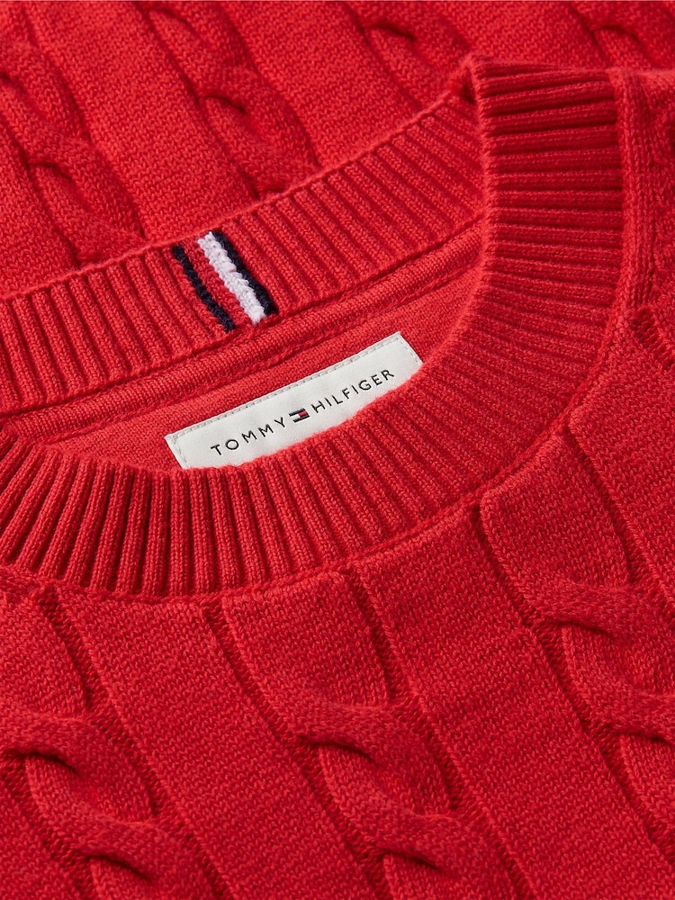 Tommy Hilfiger Red Cable Knit Crew Neck Jumper - Image 6 of 6 Tommy Hilfiger Red Cable Knit Crew Neck Jumper - Image 6 of 6