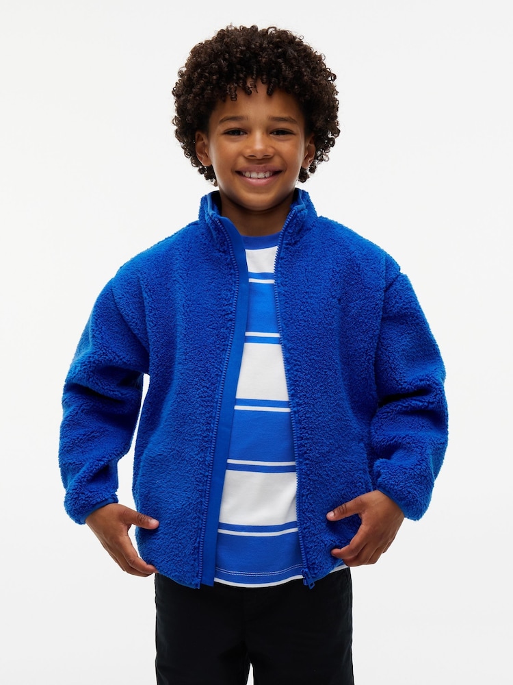 Tommy Hilfiger Vibrant Blue Back Flag Polar Fleece Zip-Thru Sweatshirt - Image 1 of 5
