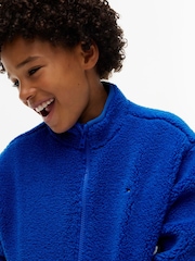 Tommy Hilfiger Vibrant Blue Back Flag Polar Fleece Zip-Thru Sweatshirt - Image 4 of 5
