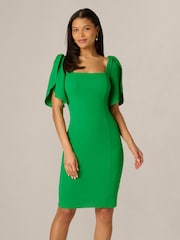 Adrianna Papell Green Tulip Sleeve Dress - Image 1 of 6