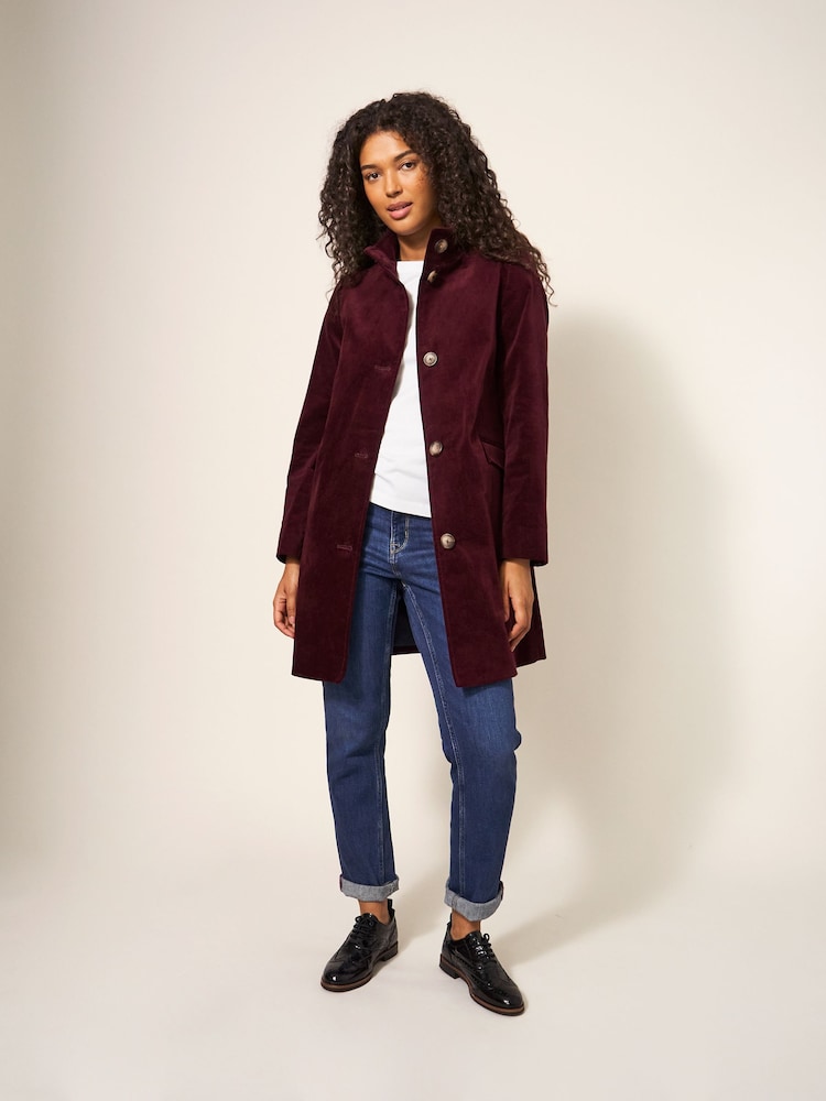 White Stuff Purple Karla Velvet Coat - Image 1 of 6