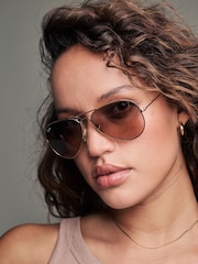 Ray-Ban® Große Pilotensonnenbrille mit Metallgestell, roségoldfarben - Bild 2 von 4