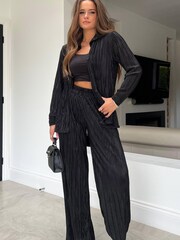 Girl In Mind Black Charlotte Plisse Trousers - Image 4 of 4