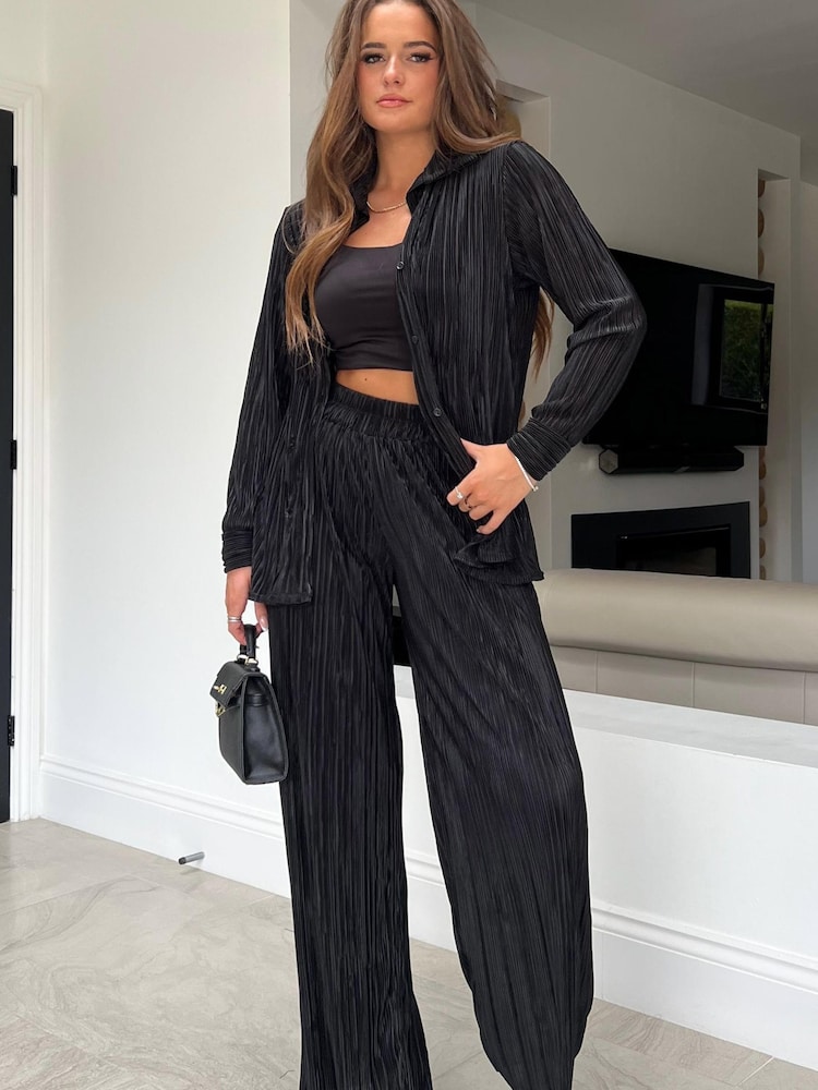Girl In Mind Black Charlotte Plisse Trousers - Image 4 of 4