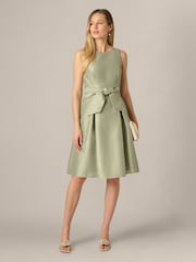 Adrianna Papell Green Dupioni Tie Front Dress - Image 3 of 6