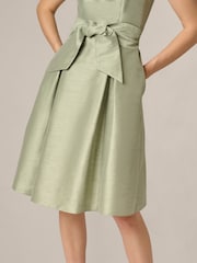 Adrianna Papell Green Dupioni Tie Front Dress - Image 4 of 6