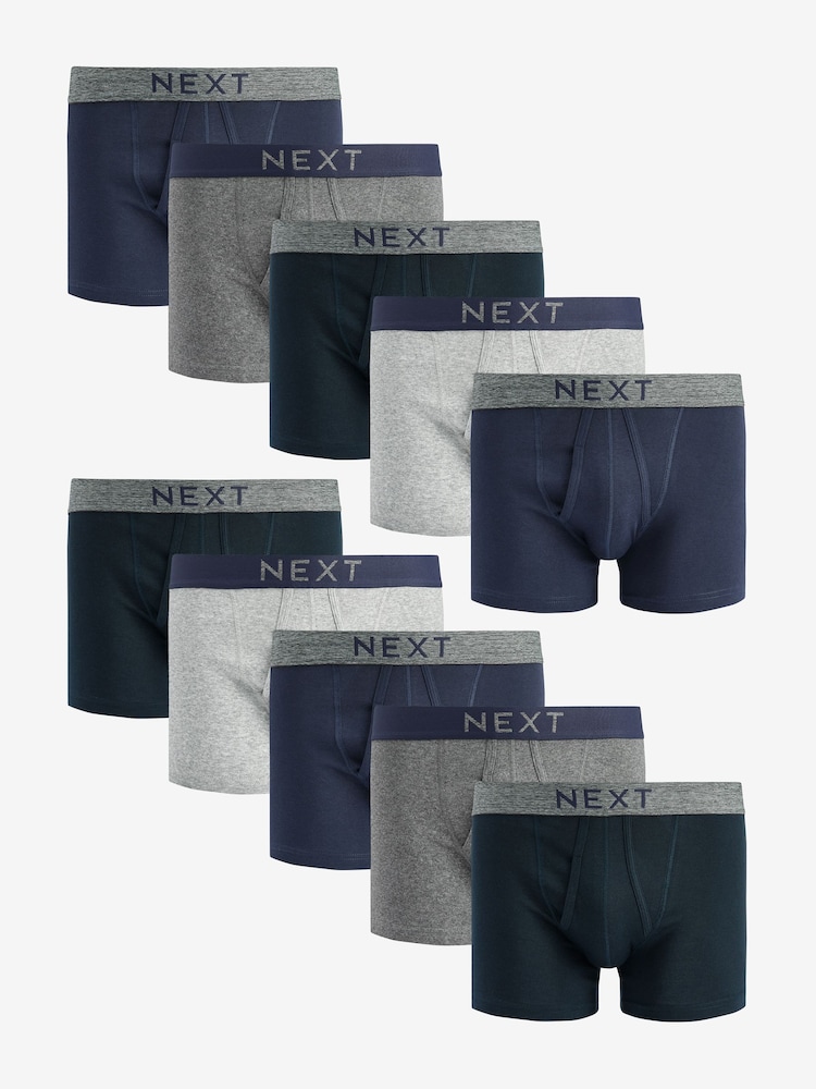 Siva/mornarsko modra - 10 paket - A-Front Pure 100% Boksarice Boksarice - Slika 1 iz 6 Siva/mornarsko modra - 10 paket - A-Front Pure 100% Boksarice Boksarice - Slika 1 iz 6