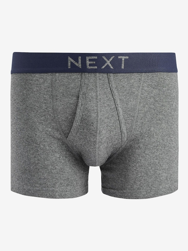 Grey/Navy 10 pack A-Front Pure 100% Cotton Boxers - Image 3 of 6
