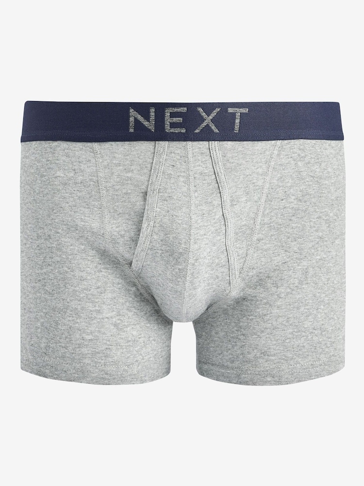 Grey/Navy 10 pack A-Front Pure 100% Cotton Boxers - Image 4 of 6