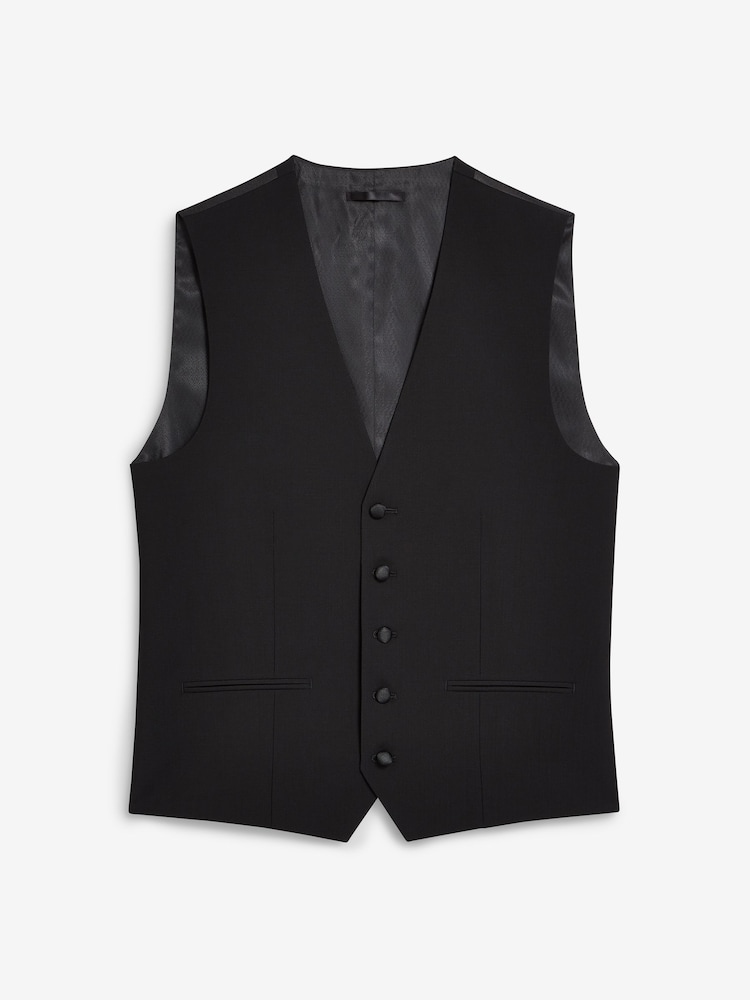 أسود - صدرية للبدلة من صوف Tollegno مقاس متوسط من مجموعة Signature - صورة 16 من 16 أسود - صدرية للبدلة من صوف Tollegno مقاس متوسط من مجموعة Signature - صورة 16 من 16