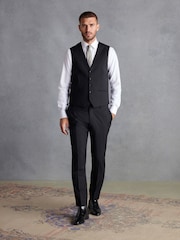 Black Signature Tollegno Wool Regular Fit Suit Waistcoat - Image 3 of 11