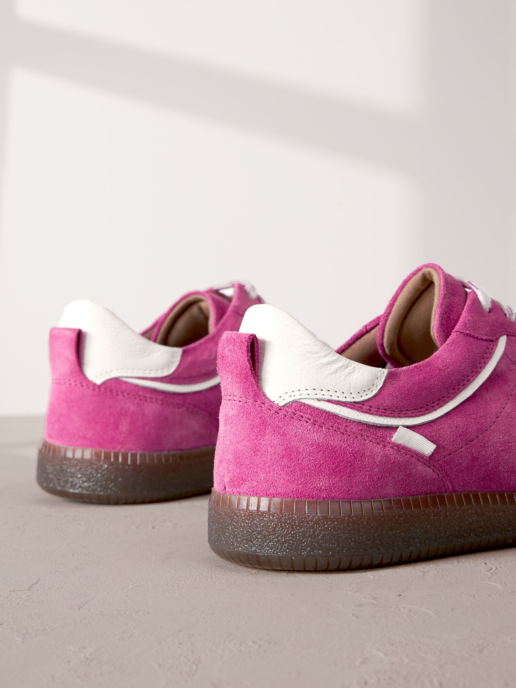 Buy Pink Signature Forever Comfort Low Retro Leather Trainers from Next Luxembourg