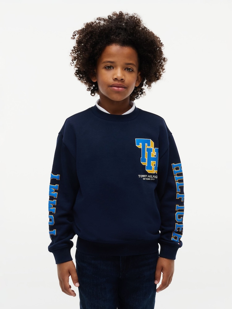 Көк - Tommy Hilfiger Varsity логотипті жемпір - 7суретінің 1 суреті