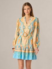 Adrianna Papell Orange Printed Short Dress - Image 1 of 6