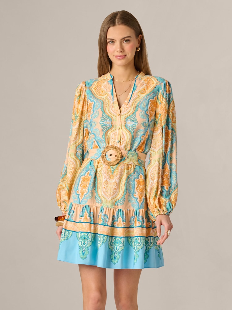 Adrianna Papell Orange Printed Short Dress - Image 1 of 6