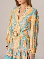 Adrianna Papell Orange Printed Short Dress - Image 4 of 6