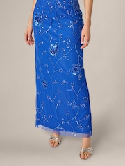 Adrianna Papell Blue Bead Mesh Column Dress - Image 5 of 6