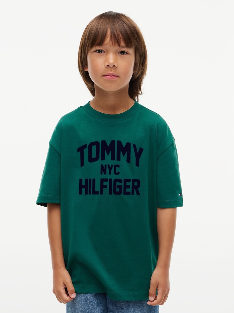 Жасыл - Tommy Hilfiger логотипі бар, жағасы бар футболка - 6суретінің 1 суреті