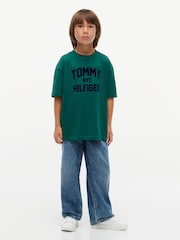 Жасыл - Tommy Hilfiger логотипі бар, жағасы бар футболка - 6суретінің 3 суреті