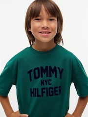 Жасыл - Tommy Hilfiger логотипі бар, жағасы бар футболка - 6суретінің 4 суреті