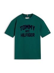 Жасыл - Tommy Hilfiger логотипі бар, жағасы бар футболка - 6суретінің 5 суреті