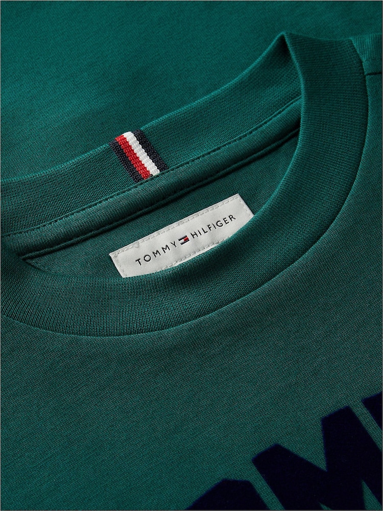Жасыл - Tommy Hilfiger логотипі бар, жағасы бар футболка - 6суретінің 6 суреті