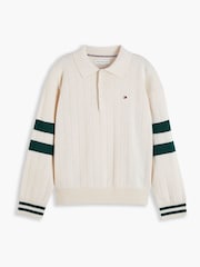 Tommy Hilfiger 針織紋理旗幟刺繡 Polo 套頭衫 - 圖片 5，共 6