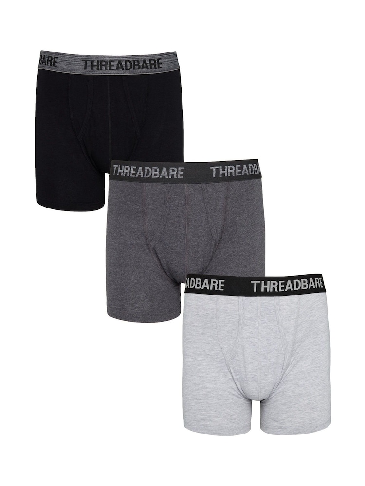 Gris - Pack de 3 bóxers negros de talle bajo de Threadbare - Imagen 1 de 6