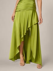 Adrianna Papell Green Stretch Satin Hi-Low Dress - Image 5 of 6