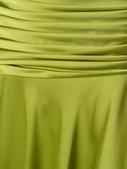 Adrianna Papell Green Stretch Satin Hi-Low Dress - Image 6 of 6