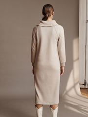 Neutral Soft Touch Cosy Zip Detail Jumper Dress - Image 3 of 6