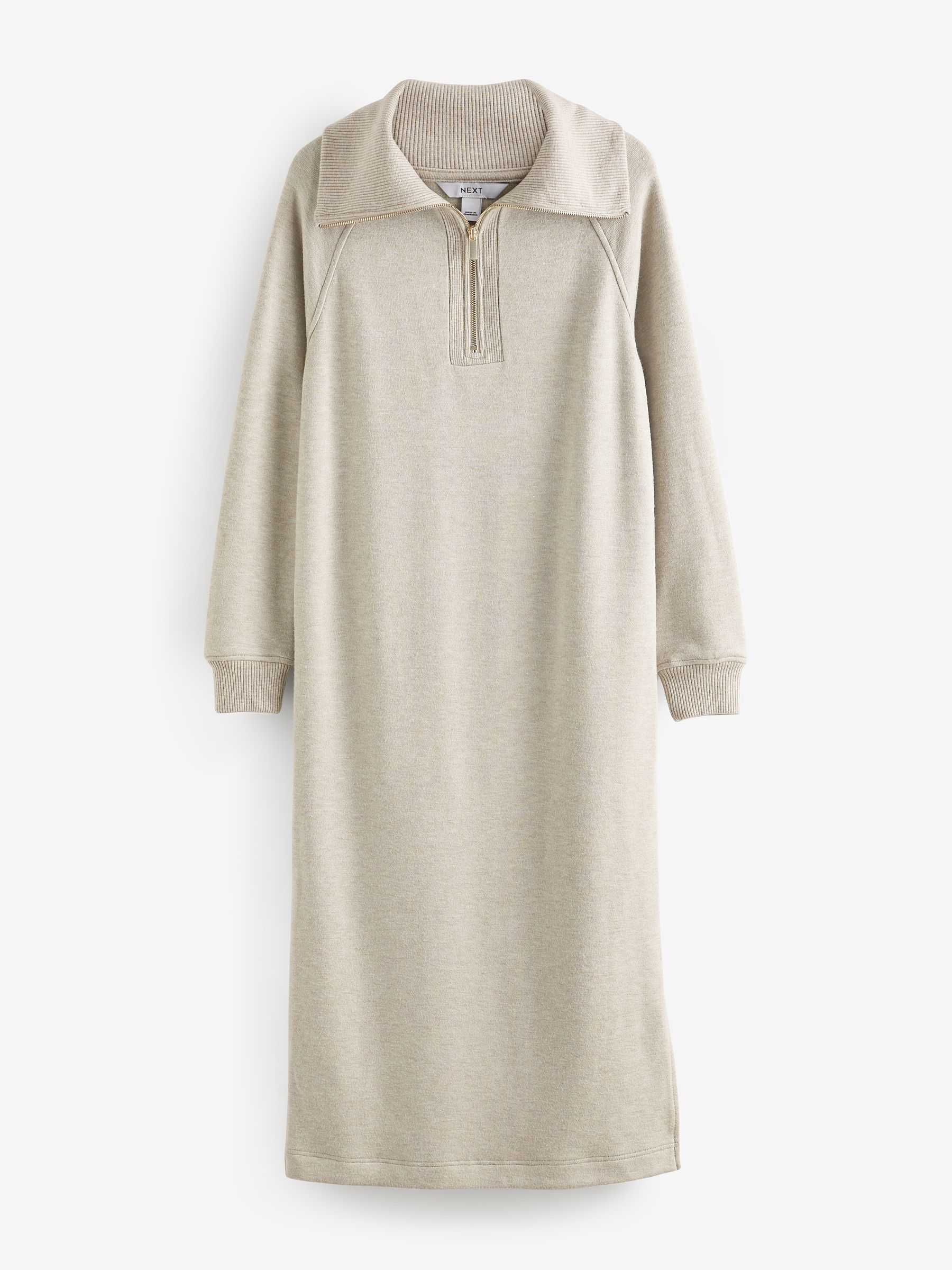 Buy Neutral Soft Touch Cosy Zip Detail Jumper Dress from Next Luxembourg
