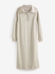 Neutral Soft Touch Cosy Zip Detail Jumper Dress - Image 5 of 6