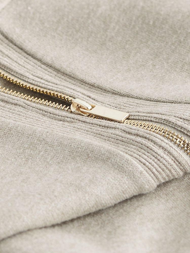 Neutral Soft Touch Cosy Zip Detail Jumper Dress - Image 6 of 6
