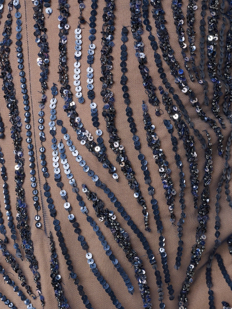 Adrianna Papell Blue Beaded Long Dress - Image 6 of 6 Adrianna Papell Blue Beaded Long Dress - Image 6 of 6
