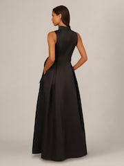 Adrianna Papell Black Mikado Tie Front Dress - Image 2 of 5