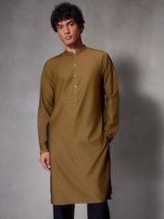 Green Regular Fit Signature Cotton Kurta - Image 1 of 7