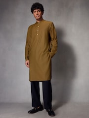Green Regular Fit Signature Cotton Kurta - Image 3 of 7