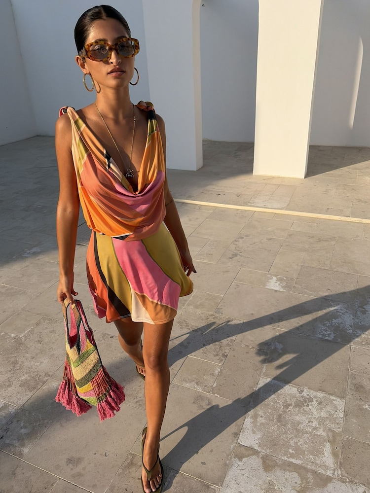 Never Fully Dressed Green Abstract Leila Mini Dress - Image 1 of 1
