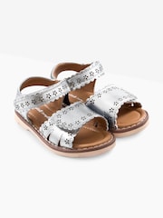 JoJo Maman Bébé Silver Pretty Leather Sandals - Image 1 of 1