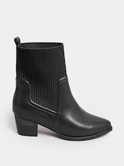 Yours Curve Black Extra Wide Fit Sock Top Line Western Boots - Image 1 of 4