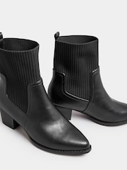 Yours Curve Black Extra Wide Fit Sock Top Line Western Boots - Image 3 of 4