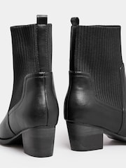 Yours Curve Black Extra Wide Fit Sock Top Line Western Boots - Image 4 of 4