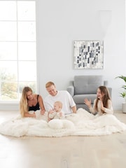 Catherine Lansfield Cream Extra Large Cuddly Deep Pile Faux Fur Family Size Throw - Image 1 of 2