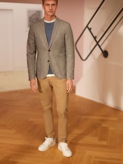 Light Grey Slim Fit Nova Fides Signature Three Button Blazer - Image 3 of 9