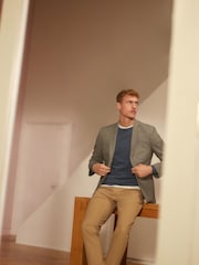 Light Grey Slim Fit Nova Fides Signature Three Button Blazer - Image 4 of 9